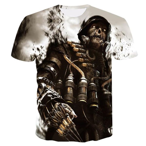 

men's t-shirts 2021 summer street fashion brand quick-drying t-shirt 3d skull cool short sleeve casual, White;black