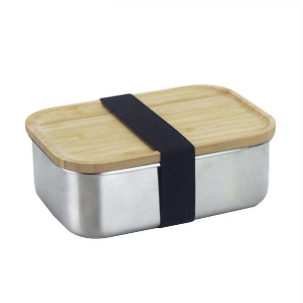 

dinnerware sets 304 stainless steel wooden lid lunch box simple environmental friendly japanese style square bamboo cover sushi