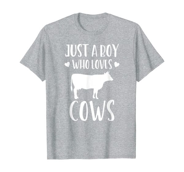 

just a boy who loves cows funny gift farmer t-shirt, White;black