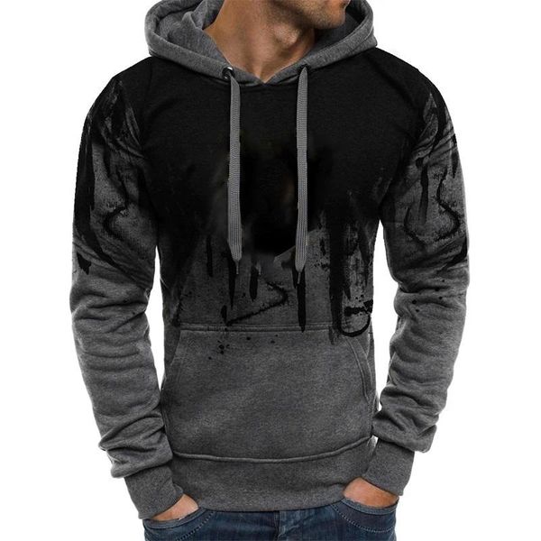 

men's hoodies & sweatshirts 2021 spring and autumn men splash-ink print casual fashion sweatshirt hoodie sports camouflage daily, Black