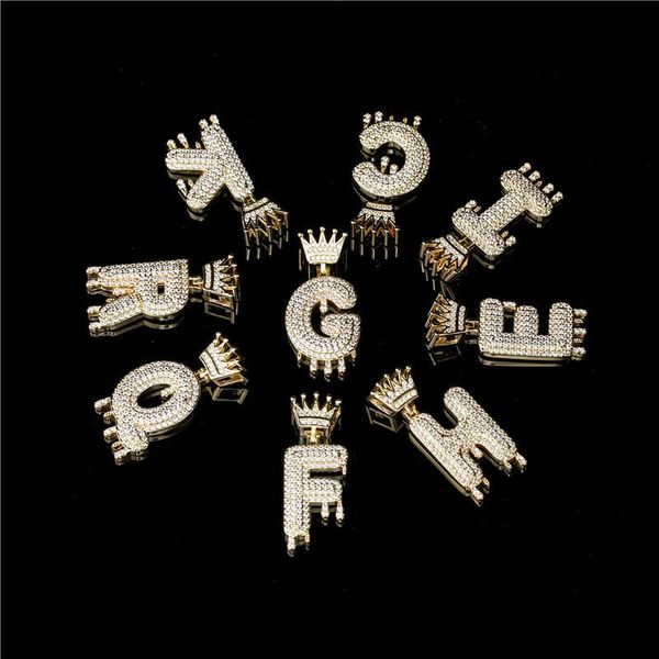 

pendant necklaces western fashion crown water drop hip hop 26 letter necklace, Silver