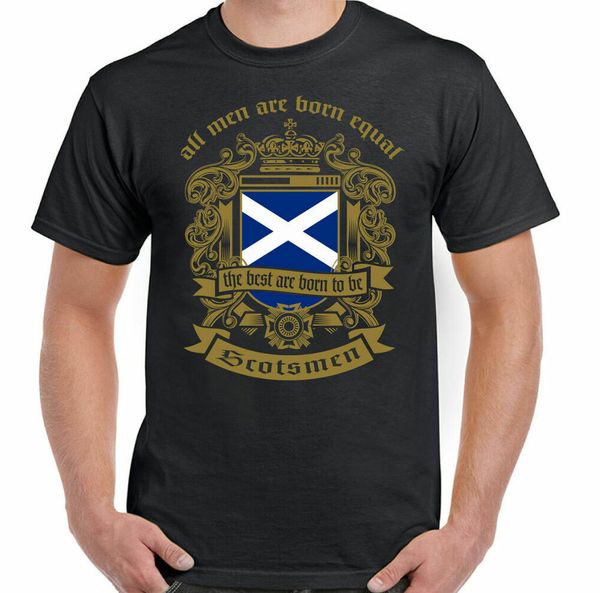 

scottish t-shirt men are born equal mens flag scotland football st andrews day, White;black