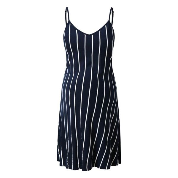 

maternity dresses stripe printed high waist sleeveless midi dress, White