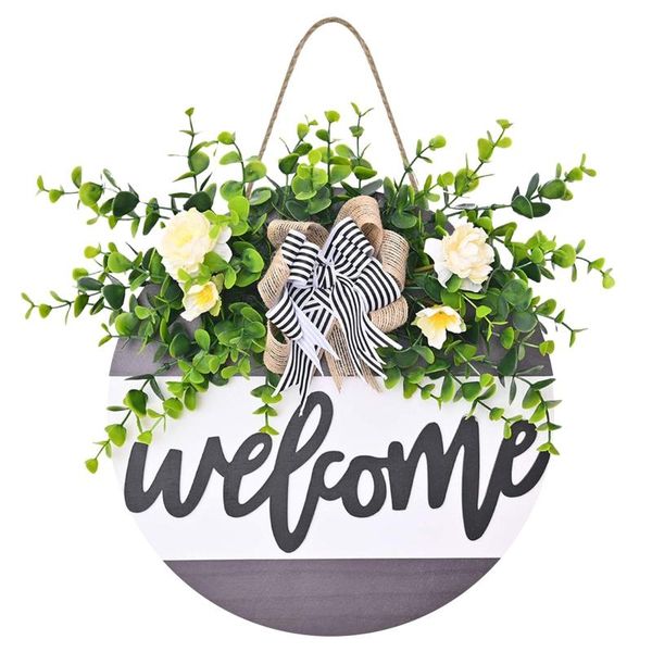 

decorative flowers & wreaths welcome decor sign wood flower spring door wedding wall hanging for home tool