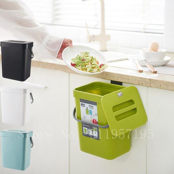 

storage baskets wall mounted folding waste bin kitchen cabinet hanging trash can living room door garbage car bucket home dustbin
