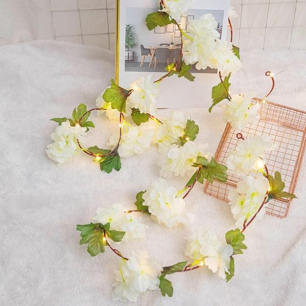 

strings 2.2m white cherry blossom light string artificial plants led leaf garland silk vine hanging for party home room decor