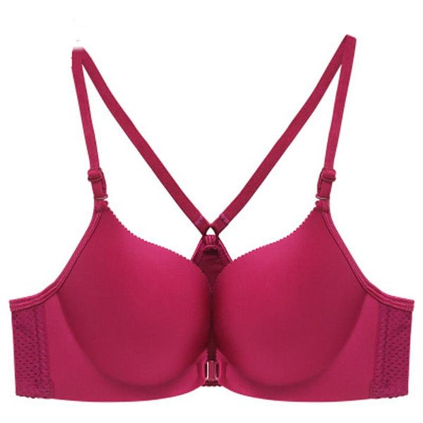 

bras e lovegirl front closure bra women's no trace with solid color black red underwear adjustable straps and seamless, Red;black