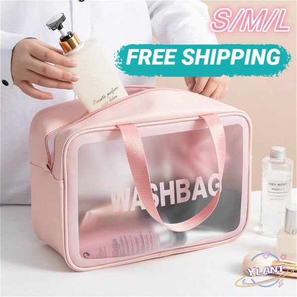 

storage bags convenient travel makeup bag female wash s/m/l 3 sizes ladies large capacity pu frosted waterproof cosmetic