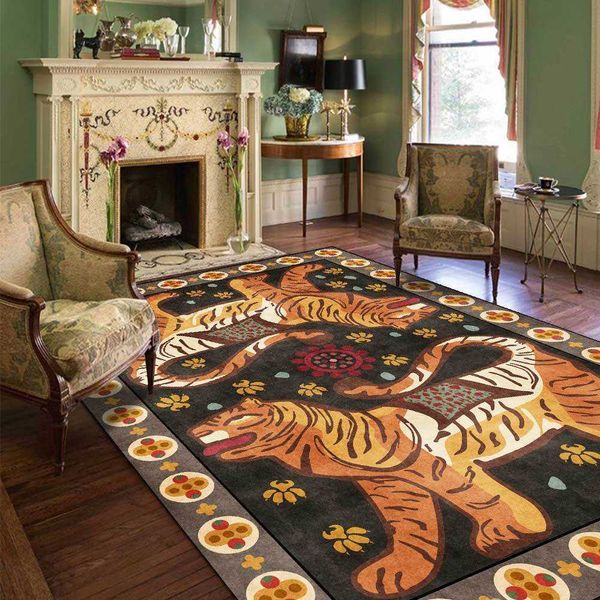 Tapis d'impression 3D de peau de tigre mignon pour enfants, tapis de jeu de chambre à coucher, tapis de sol, série d'animaux de dessin animé, tapis de jeu pour enfants 210727