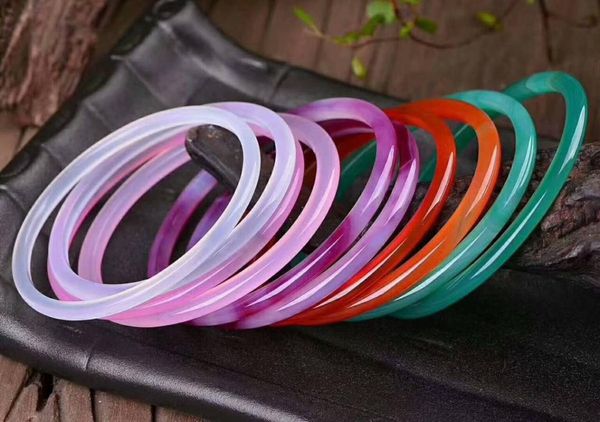 

other bracelets 2021 fine jewelry natural colorful chalcedony bracelet fashion temperament gemstone girl accessories gifts size 58mm, Golden;silver