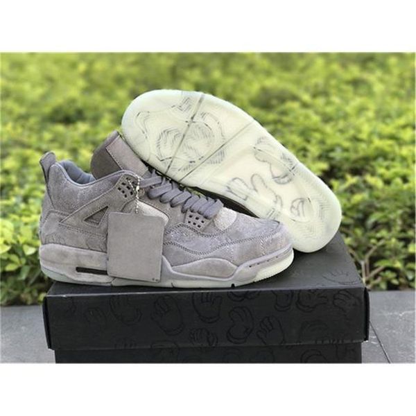 

kaws x 4 cool grey men basketball shoes 4s black suede outdoor sports sneakers with box us 7-12