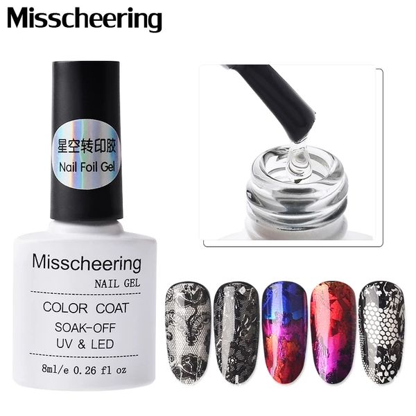 

8ml foil adhesive starry sky sticker nail gel transfer environmental plant glue uv polish manicure accessories, Red;pink