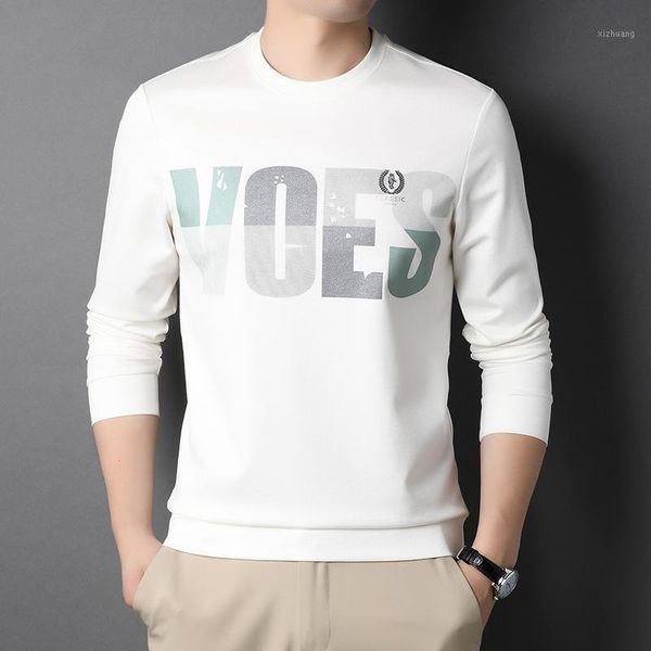 

men's t-shirts 2021 brand spring and autumn print casual tee shirt men long sleeve fashion for america style gentleman clothing, White;black