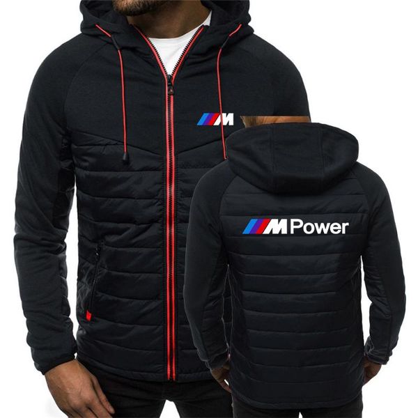 

men's hoodies & sweatshirts spring autumn power logo print 2021 jacket men coats fashion warm fleece padded zipper hooded, Black