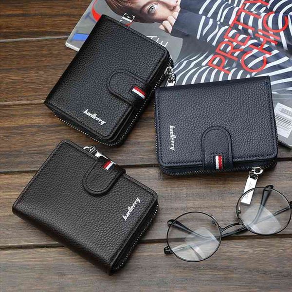 

baellerry many departments men wallet with zipper extendable credit card holder brand designer small male high quality, Red;black