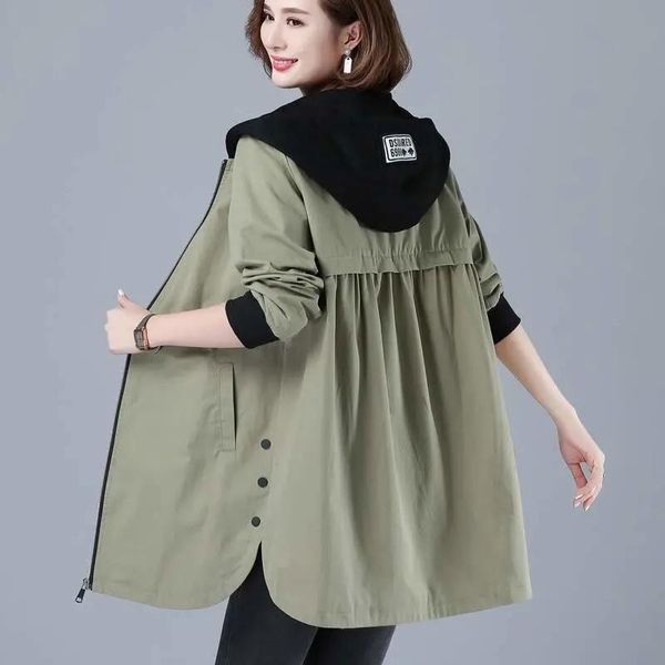 

women's jackets 2021 autumn women jacket casual basic coat pocket zipper long sleeve female windbreaker loose hooded outwear, Black;brown