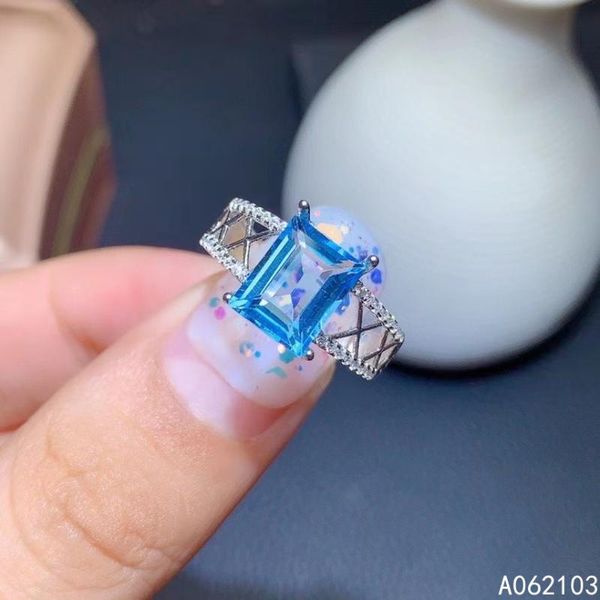 

cluster rings kjjeaxcmy fine jewelry 925 sterling silver inlaid natural blue z women's men elegant square gem adjustable ring support c, Golden;silver
