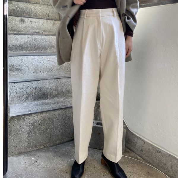 

women's pants & capris [ewq] 2021 spring pleated pocket casual fashion korean style trend all-match khaki qz685, Black;white