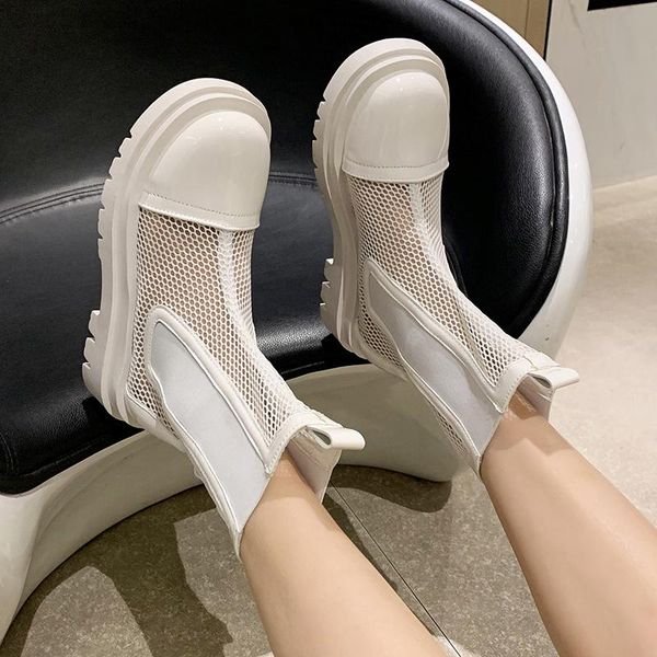 

boots rock shoes woman sandals round toe flat heel boots-women med rubber summer mid-calf mid calf ladies 2021 basic cros, Black