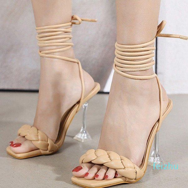 

dress shoes 2021 fashion braided strap crystal high heel sandals women, Black