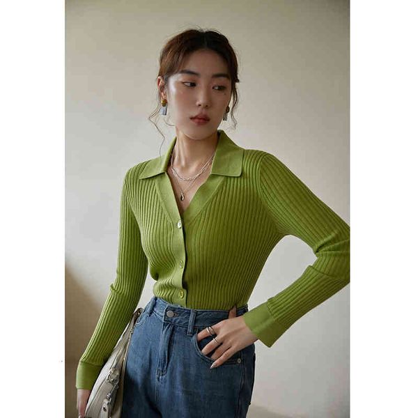 

women's sweaters dushu woman sweater pure color soft waxy v-neck knitted cardigan women fall slimming bottoming shirt vintage casual cw, White;black