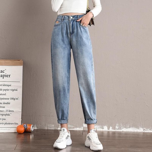 

women jeans spring autumn casual denim pants girlfriends female straight trousers loose vintage retro 2021 women's, Blue