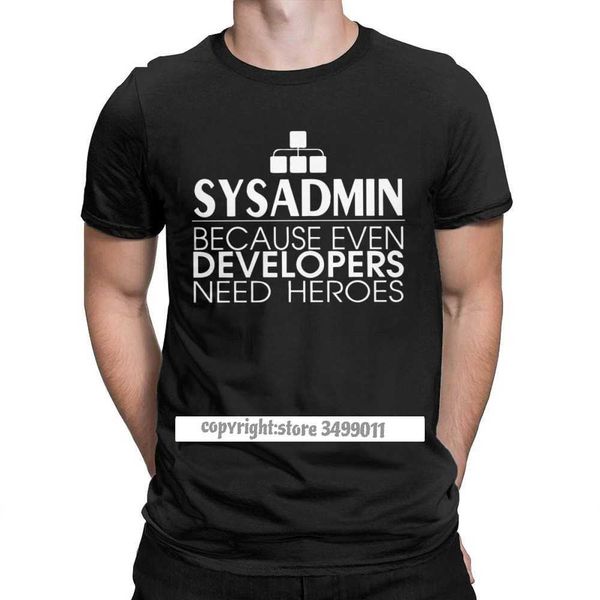 Magliette da uomo Sysadmin Developers Heroes Cotton Tees Linux Unix Debian Ubuntu Administrator Top T Shirt Streetwear 210629