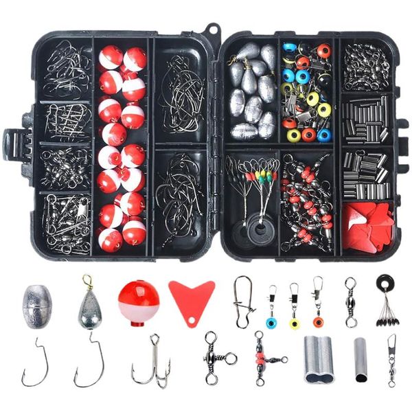 

fishing hooks 263pcs/set tackle bobbers sinker slides line bead box