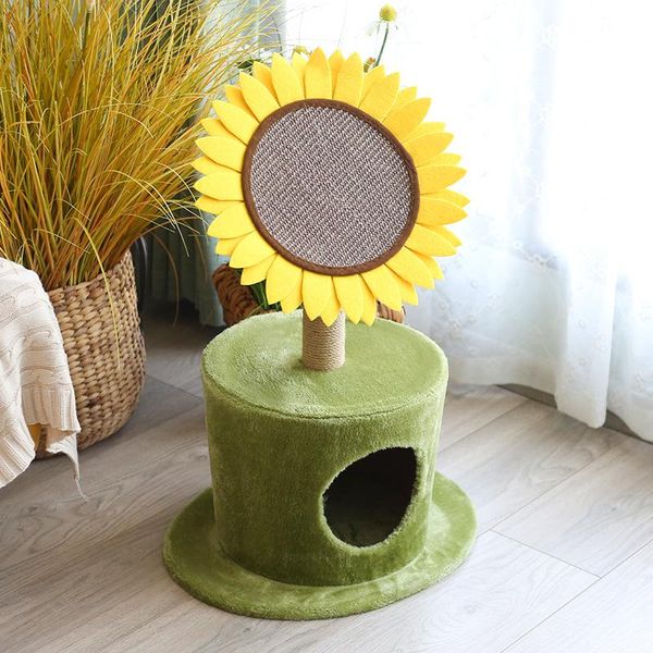 

sunflower cat's nest wooden cat climbing frame sisal claw board closed detachable pet supplies house beds & furniture