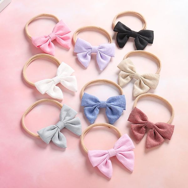 

hair accessories 9colors 20pcs girls nylon headbands 2021 high elastic skinny head band cotton bows baby headband kids, Slivery;white