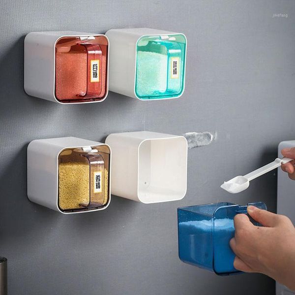 

storage bottles & jars wall-mounted seasoning jar kitchen organizer cooking tools home accessories salt shaker spice box set bottle