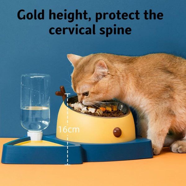 

cat bowls & feeders and dog feeding bowl rice pet waterer automatic water outlet anti-dumping feeder