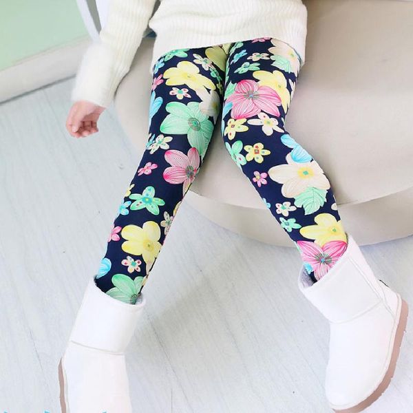 

trousers children's autumn and winter print leggings for 3-11 years old girls fashion warm cotton, Blue