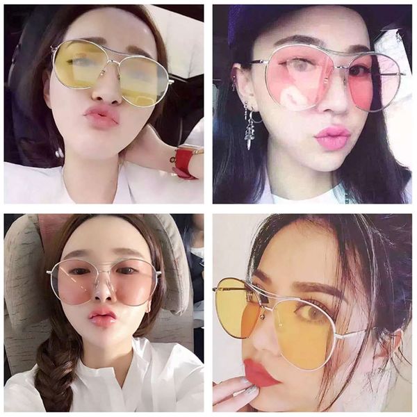 

korean star quan zhilong transparent color li xiaolu same men's and women's sunglasses ocean glasses, Silver