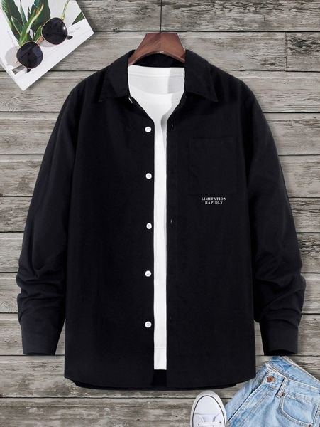 

men 1pc letter graphic shirt w1ss#, White;black