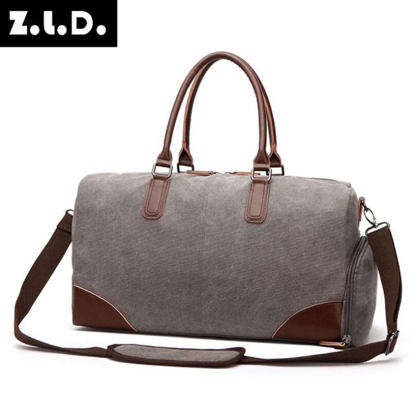 

z.l.d. fashionable large-capacity travel bag canvas handbag with shoe compartment design luggage shoulder diagonal duffel bags