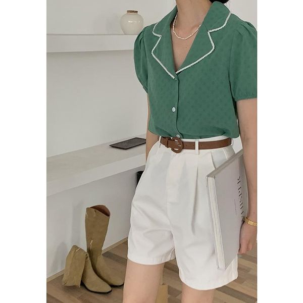 

women's shorts suit 2021 summer fifth pants high waist slimming loose casual, White;black