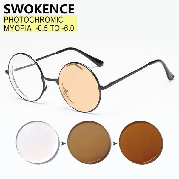 

pochromic myopia glasses prescription -0.5 to -6.0 women men alloy po gray or brown nearsighted spectacles f178 sunglasses, White;black