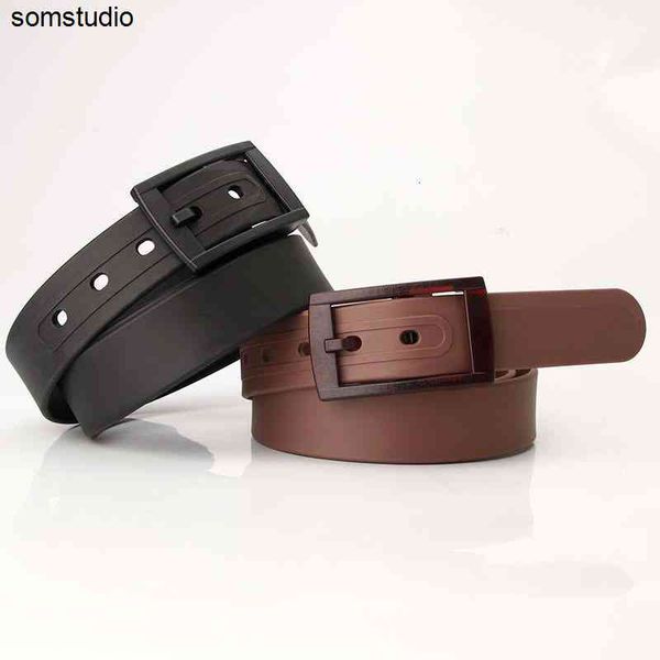 

fashion women's tpe belt silicone plastic frosted button no metal environmental leisure girl belts, Black;brown