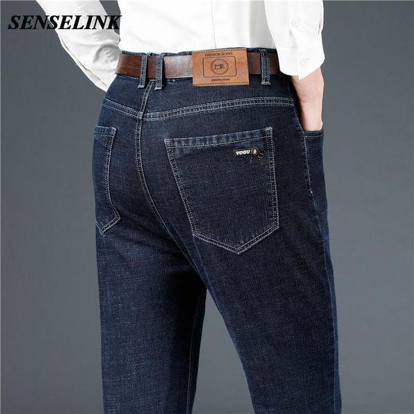 

men's jeans 2021 summer black stretch men business casual brand classic straight-leg plus size 28-40, Blue