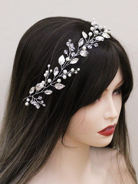 

headpieces romantic cute silver wedding headbands leaves rhinestone handmade women hairband bridal hairstyles hair accessories earrings