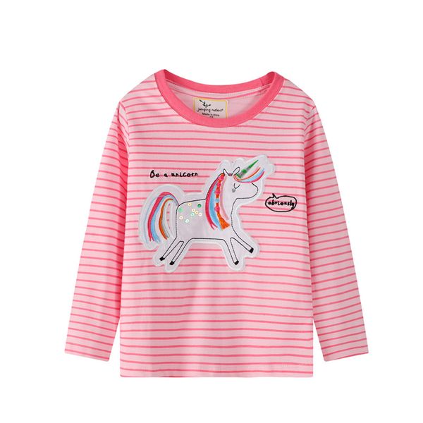 

children clothes spring new baby girls long sleeve pink cartoon unicorn t shirts outwear pullover tee for kids 2-7y, White;black