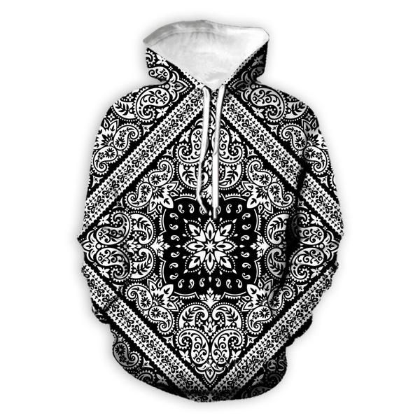 

men's hoodies & sweatshirts bandana pattern 3d print causal clothing fashion men women tracksuits crewneck plus size s-7xl harajuku man, Black