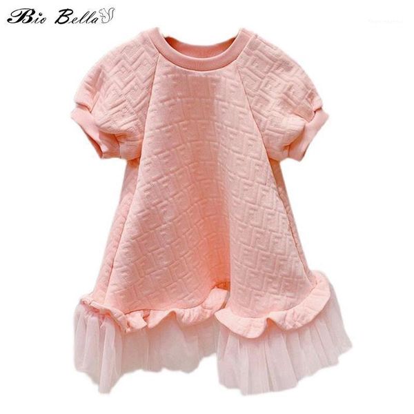 

girl's dresses spring and summer child girl pink dress western style fashion girls mesh short sleeve princess vestidos menina1, Red;yellow