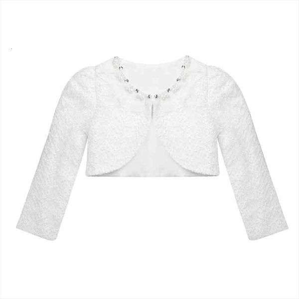 

white kids girls short jacket long sleeve flower bolero shrug cardigan for princess wedding party girl dresses, Blue;gray
