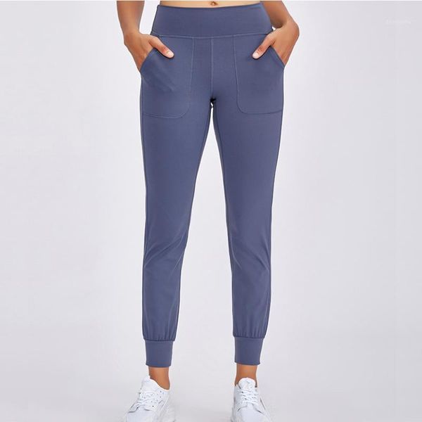 

yoga outfits lantech women naked-feel fabric workout sport joggers pants waist sportswear drawstring run fitness running sweatpants pocket1, White;red