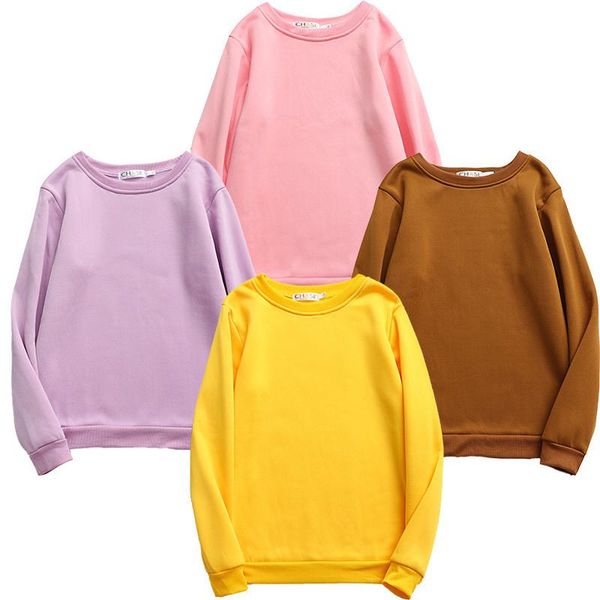 

women's hoodies & sweatshirts 19 color oversized korean women yellow round neck long sleeve pullover female hoodie gothic streetwear, Black