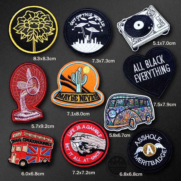 

ufo music bus death monument iron on badges clothe embroidery sew on patch applique ironing clothing sewing supplies decorative, Silver