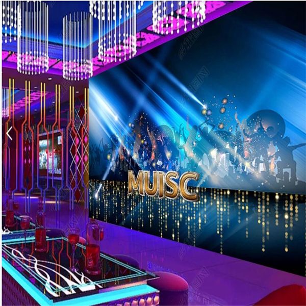 

3d customized murals wallpaper for living room blue cool ktv bar fashion background