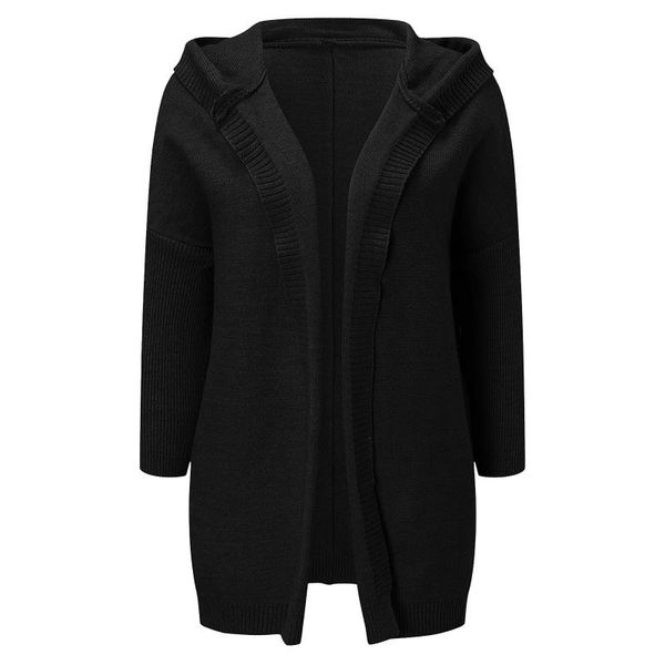 

women's sweaters 2021 women solid color cardigan batwing sleeve casual vintage hooded warm oversized open front knitted sweater for aut, White;black